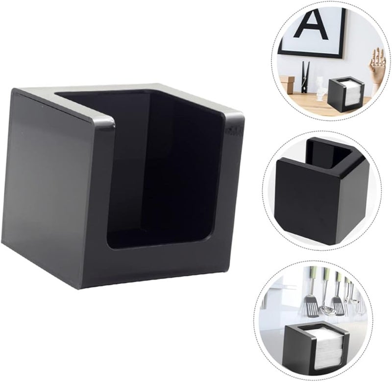 حامل علبة المناديل الأكريليك الأسود الحديث بقاع مغناطيسي لديكور المنزل والمكتب - Image 3